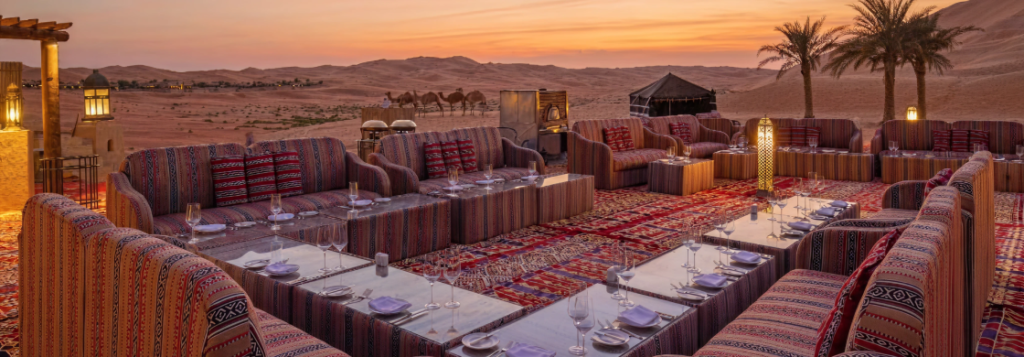 iftar tables and seatings in a desert