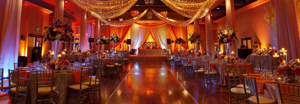 well decorated & multi color lighted party hall